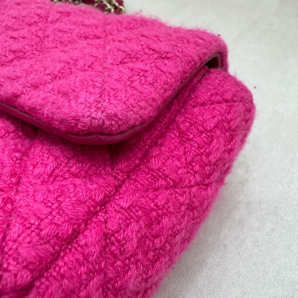 CHANEL Fuchsia Tweed Mini Rectangular Flap Bag - image 5